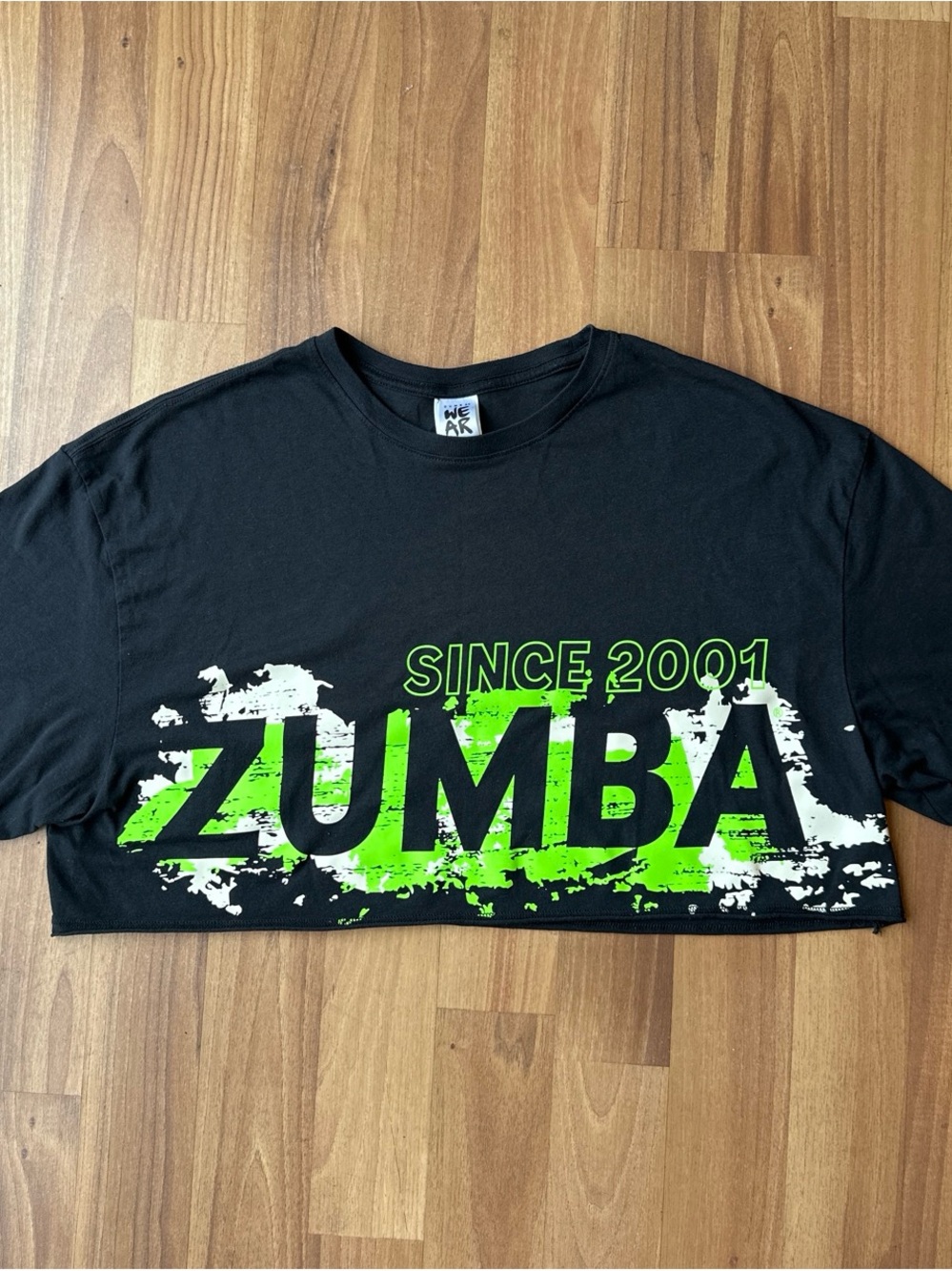 Zumba Fitness Black Tee with Neon Green and White Graphic